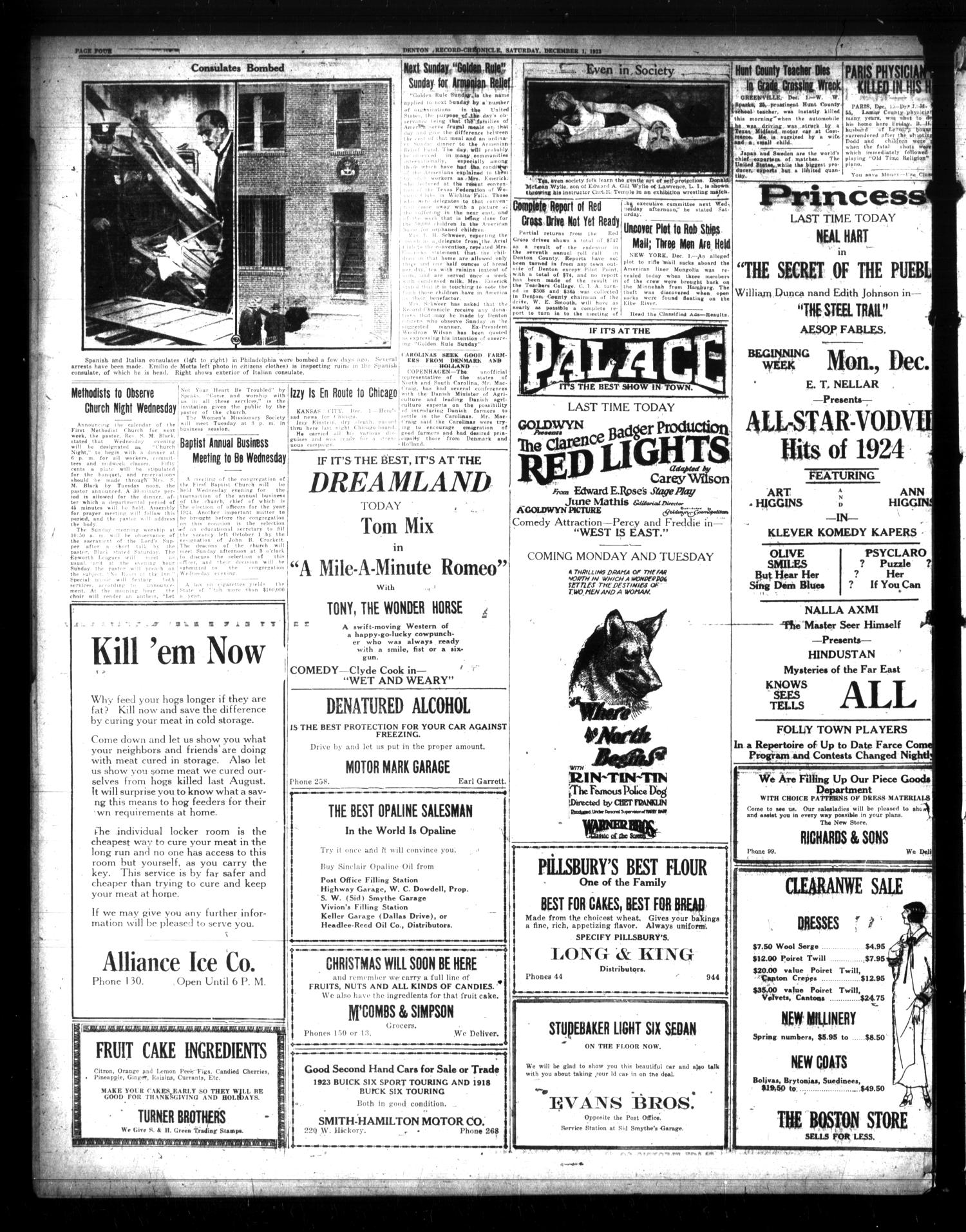Denton Record-Chronicle (Denton, Tex.), Vol. 23, No. 94, Ed. 1 Saturday, December 1, 1923
                                                
                                                    [Sequence #]: 4 of 12
                                                