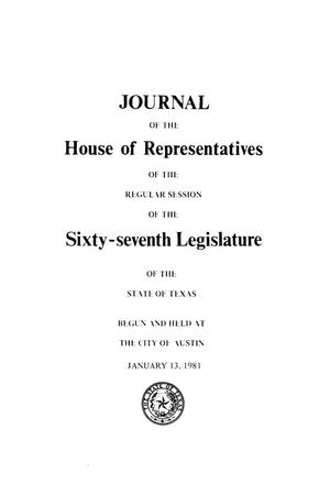 Primary view of object titled 'Journal of the House of Representatives of the Regular Session of the Sixty-Seventh Legislature of the State of Texas, Volume 3'.