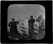 Photograph: Glass Slide of Three people Standing by a Broken Column