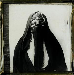 Glass Slide of an Arab Woman with Face Veiled