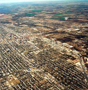 Primary view of object titled 'Aerial Photogaph of Abilene, Texas ( Treadaway junction with South 1st Street)'.