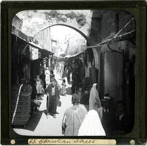 Primary view of object titled 'Glass Slide of Christian Street (Jerusalem)'.
