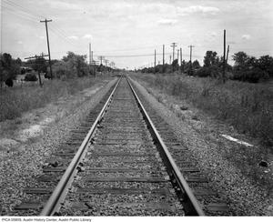 Primary view of object titled '[Railroad tracks near Austin]'.
