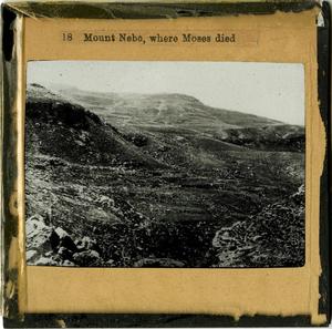 Primary view of object titled 'Glass Slide of Mount Nebo, Where Moses Died'.