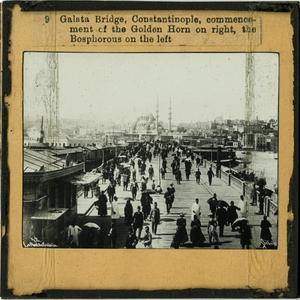 Glass Slide of Galeta Bridge in Constantinople (Istanbul, Turkey)