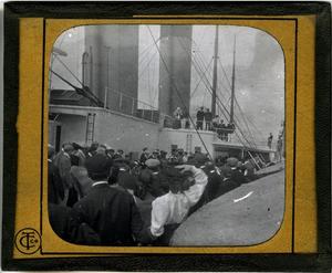 Glass Slide of People Aboard Steamship