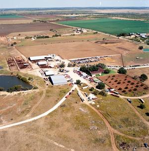 Primary view of Aerial Photograph of Weldon Edwards Livestock Auction (Clyde, TX)