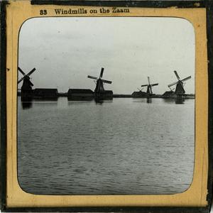 Glass Slide of Windmills on the Zaan River (Holland)