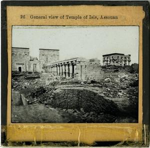 Primary view of object titled 'Glass Slide of Temple of Isis (Assouan, Egypt)'.