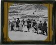 Photograph: Glass Slide  of Men and women on Donkeys Held by  Men in Turbans (Pal…