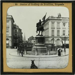 Primary view of object titled 'Glass Slide of Statue of Godfrey de Bouillon (Brussels), No. 23'.