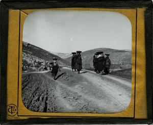 Glass Slide of Arab Women Carrying Bowls on Heads