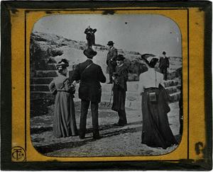Glass Slide of People on Steps of Pnyx (Athens, Greece)