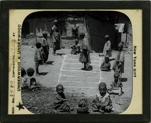 Glass Slide of Children Playing Hopscotch (Kashmir, India)