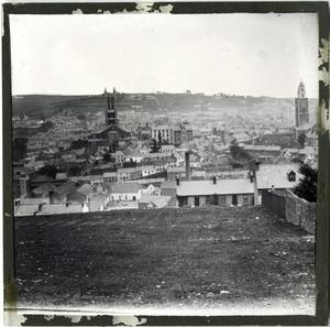 Glass Slide of City With Churches in Center
