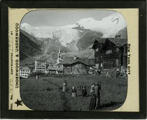 Primary view of object titled 'Glass Slide of "Swiss Hamlet Near Eternal Snows"'.