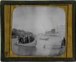 Photograph: Glass Slide of Men and Women in Wood Boat Being Poled Across a River