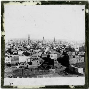 Primary view of object titled 'Glass Slide of Cairo, Egypt and Minarets'.