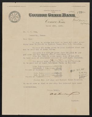 [Letter from A. R. Woodson to C. C. Cox, March 26, 1920]