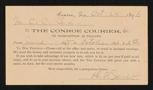 Primary view of object titled '[Letter from H. P. Jones to C. C. Cox, October 24, 1896]'.