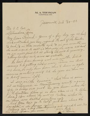 Primary view of object titled '[Letter from M. A. Thomas to C. C. Cox, November 28, 1923]'.