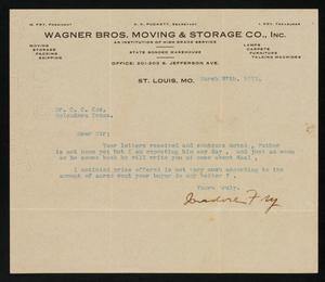 [Letter from Mandel Fry to C. C. Cox, March 27, 1923]