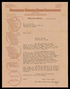 [Letter from Southern School-Book Depository to C. C. Cox, July 27, 1920]