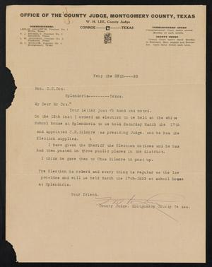 Primary view of object titled '[Letter from W. H. Lee to C. C. Cox, February 28th, 1923]'.