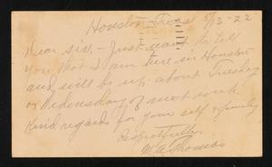 Primary view of object titled '[Postcard from M. A. Thomas to C. C. Cox, May 13, 1922]'.