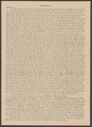 Primary view of object titled '[Letter from a black market salesman, 1910~]'.