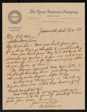 Primary view of object titled '[Letter from M. A. Thomas to C. C. Cox, August 24, 1923]'.