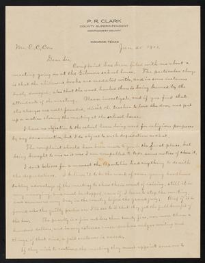 Primary view of object titled '[Letter from P. R. Clarke to C. C. Cox, June 25, 1921]'.