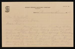 Primary view of object titled '[Letter from T. F. Loughran to C. C. Cox, March 11, 1923]'.