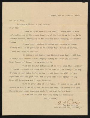 Primary view of object titled '[Letter from A. F. Curtis to C. C. Cox, June 2, 1911]'.