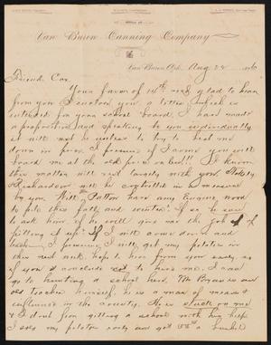 Primary view of object titled '[Letter from W. W. Hedges to C. C. Cox, August 22, 1896]'.