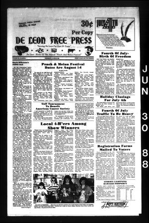 Primary view of object titled 'De Leon Free Press (De Leon, Tex.), Vol. 101, No. 5, Ed. 1 Thursday, June 30, 1988'.