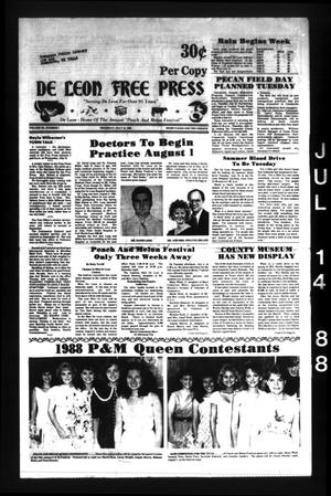 Primary view of object titled 'De Leon Free Press (De Leon, Tex.), Vol. 101, No. 7, Ed. 1 Thursday, July 14, 1988'.