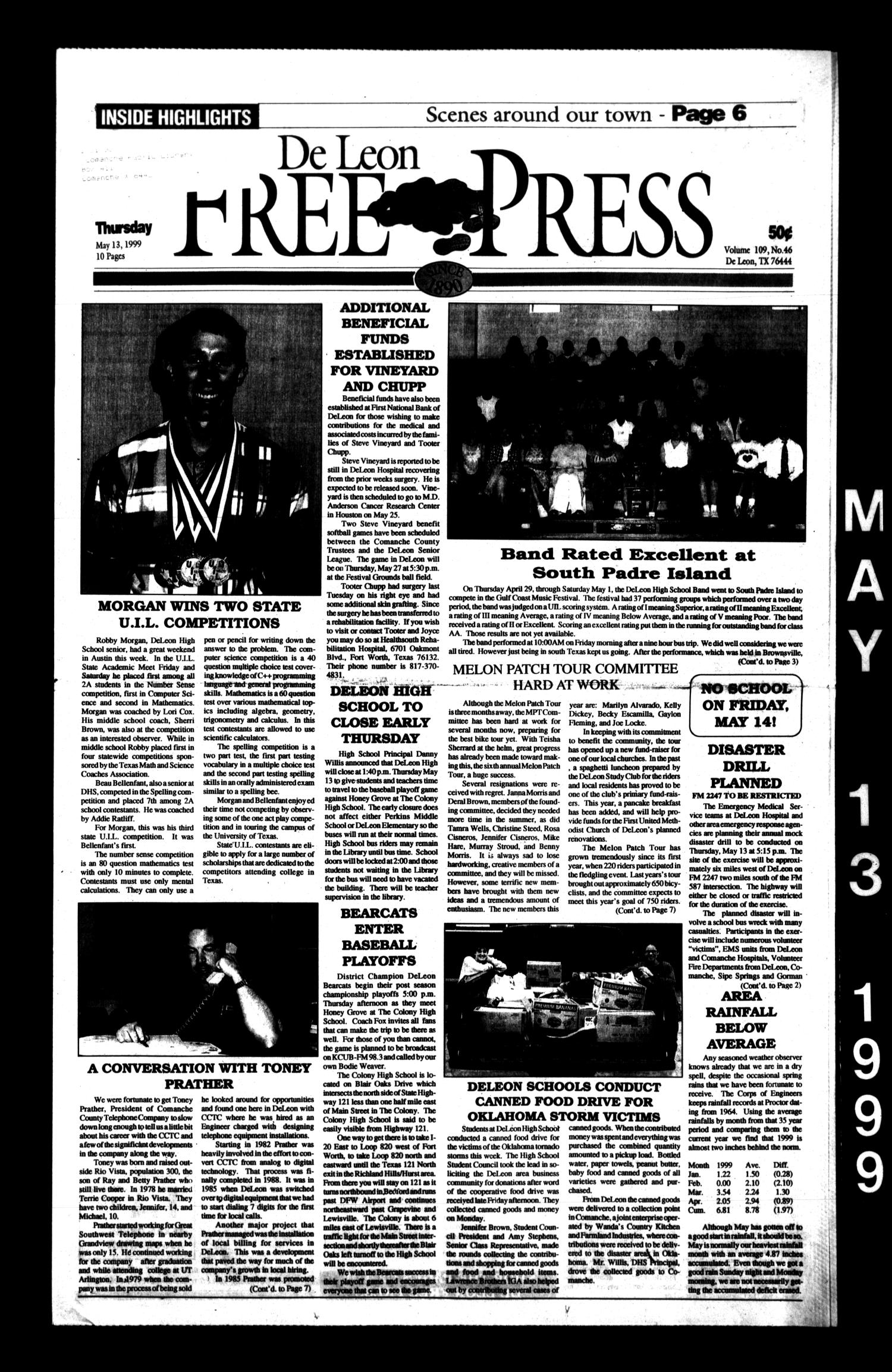 De Leon Free Press (De Leon, Tex.), Vol. 109, No. 46, Ed. 1 Thursday, May 13, 1999
                                                
                                                    [Sequence #]: 1 of 10
                                                