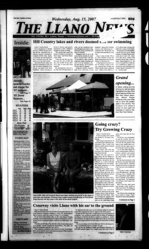 Primary view of object titled 'The Llano News (Llano, Tex.), Vol. 119, No. 46, Ed. 1 Wednesday, August 15, 2007'.