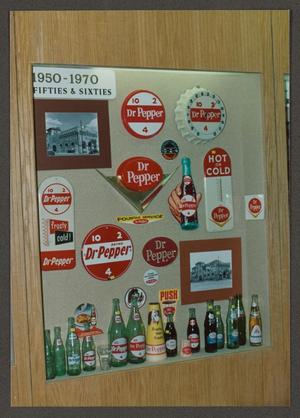 Primary view of object titled '[Display of Artifacts at Dr. Pepper Museum]'.