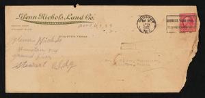 Primary view of object titled '[Envelope from Glenn Nichols Land Company to C. C. Cox, May 31, 1922]'.