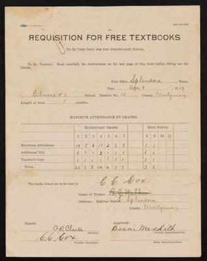 Primary view of object titled '[Requisition for Free Textbooks, Common School District 15, Montgomery County]'.