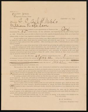[Letter from B. H. Powell to C. C. Cox et al, September 1, 1895]