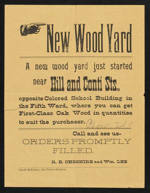 Primary view of object titled '[Flyer for R. B. Cheshire and William Lee Wood Yard]'.