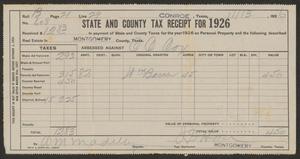 Primary view of object titled '[Montgomery County Tax Receipt, 1926]'.
