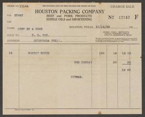 [Invoice for Pork Butts, October 12, 1922]