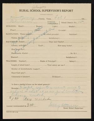 Primary view of object titled '[Rural School Supervisor's Report, Montgomery County District 15, February 1, 1922: Gilmore]'.
