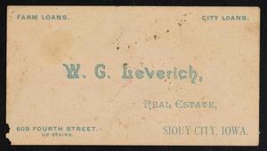 Primary view of object titled '[W. G. Leverich Business Card]'.