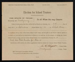 [Splendora School Trustee Election Notice from County Judge, March 1, 1922]