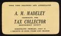 Text: [A. M. Madeley Campaign Card]